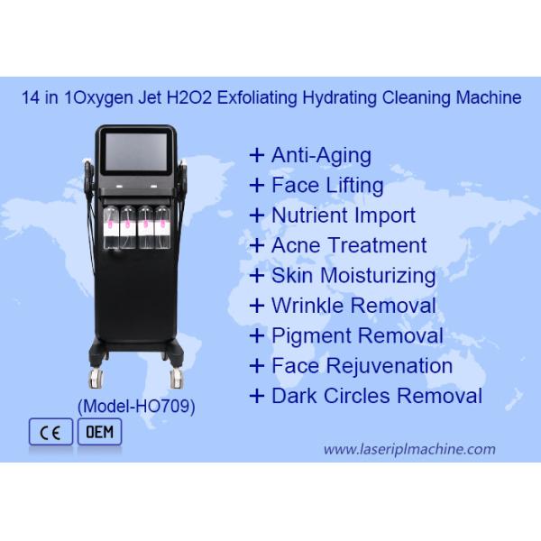 Quality 14 In 1 Oxygen Jet H2O2 Exfoliating Hydrating Cleaning Machine for sale