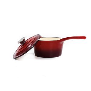 16cm Red Enameled Iron Cast Saucepan Pot With Long Handle