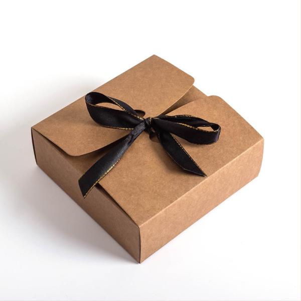 Quality Foldable CMYK 4C Kraft Paper Packaging Box With Ribbon Bowknot for sale