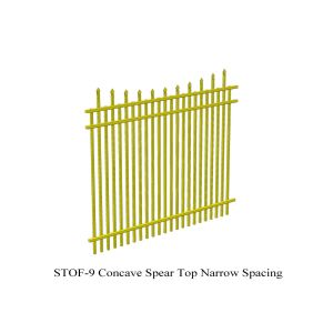 Concave Crimped Spear Top Narrow Spacing Steel Security Fence 2.1m x 2.4m rails