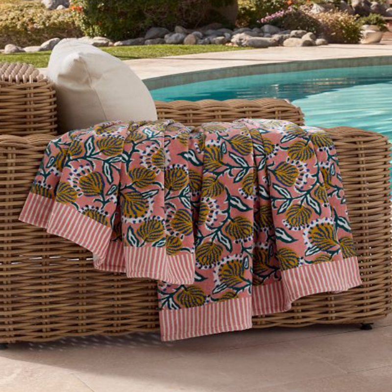 Reversible Beach Towel with Double-Sided Design and Different Patterns on Each