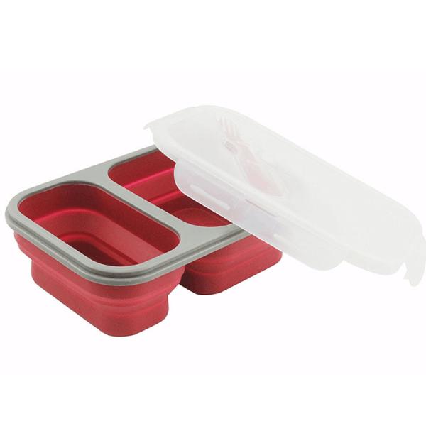 Quality FDA Standard 2 Compartments Silicone Bento Foldable Lunch Box for sale
