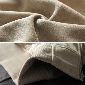 Oem Factory Manufacturer Custom Logo Causal Slim Fit Cotton Suede Leather Zip Up