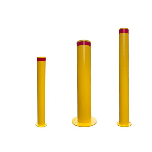 Yellow Carbon Steel Fixed Bollard Customizable Diameter Parking Lockable Bolt