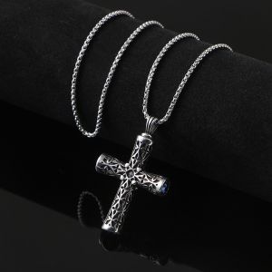 Explosive retro stainless steel cast cross zircon punk trendy new pendant