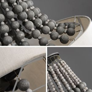 Circular iron chandelier with wood bead Lampshade (WH-CI-42)
