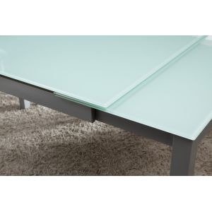Buy cheap 700mm Fashionable Extendable Glass Dining Table Lightweight With Iron Frame from wholesalers