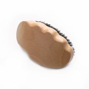 Customer Logo 360 Wave Curved Brush Natural Soft Mixed Medium Hard Boar Bristle