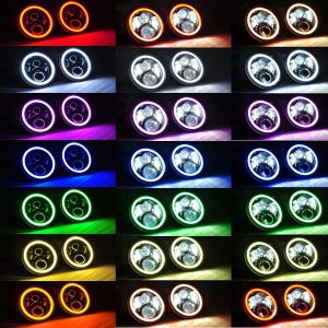 Buy cheap RGB Halo 7 inch LED Headlights Wrangler Plug and Play with Bluetooth Function with Angel Eye for Jeep JK CJ LJ from wholesalers