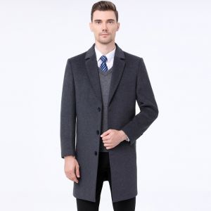 Buy cheap Standard Thickness Winter Men's Woolen Coat with Suit Collar and Mid-Length Back Split from wholesalers