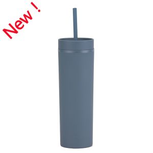 China Skinny Tumbler With Lids And Straws 16Oz Matte Deep Red Bulk Reusable Pastel Acrylic Double Wall Plastic Tumbler For Cold Hot Drinks Coffee DIY on sale