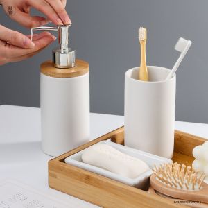 Embossed Ceramic Bathroom Accessories Set Luxury Golden Custom Design