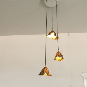 Dewaxed Copper Lotus Leaf Chandelier Creative Indoor Chandelier