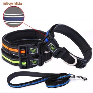 Durable Dog Collar Leash Set Personalized Dog Collar With Reflective Strip