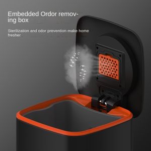 Buy cheap Household Kitchen with Lid Deodorant Simple High-end Light Luxury Office Foot Stainless Steel Trash Can from wholesalers