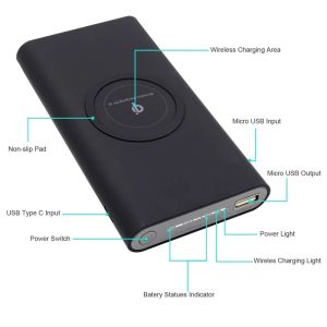 10000mAH Wireless Portable Charger Power Bank Compatible with iPhone X, iPhone 8