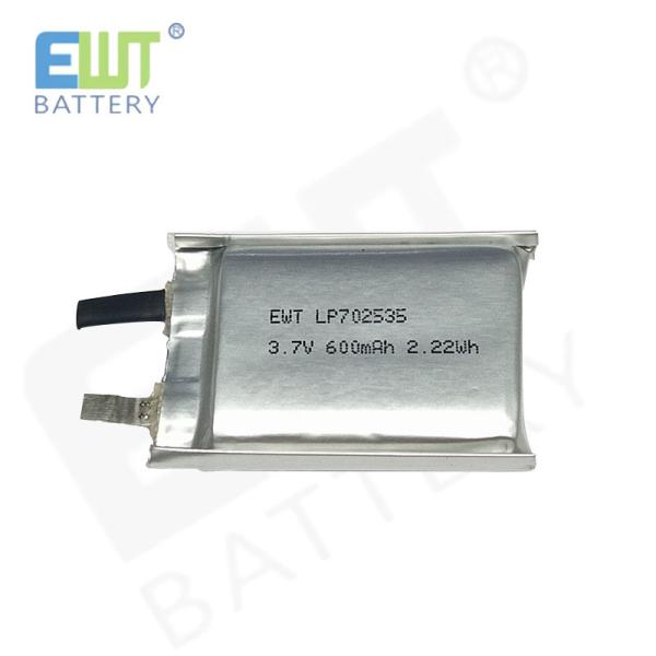 Durable Performance Lithium Polymer Rechargeable Battery LP702535 3.7V 600mAh