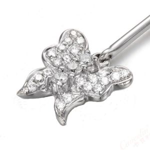 Buy cheap 18K White Gold  with Diamonds  Balck  Onyx Butterfly  Dangle Earrings (GDE019) from wholesalers