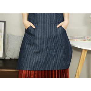 Blue Stripe Cloth Dustproof Womens Cooking Apron With Adjust Strap