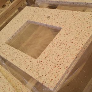 Buy cheap OEM High Stain Resistance Quartz Stone Kitchen Countertop With Sink from wholesalers