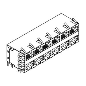 China 2x6 Stacked 615096243321 Shielded Modular Jack with EMI Panel Finger on sale