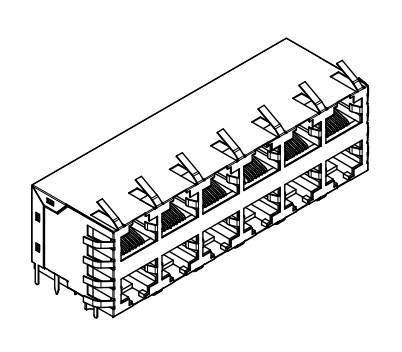 Buy cheap 2x6 Stacked 615096243321 Shielded Modular Jack with EMI Panel Finger from wholesalers