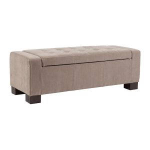 folding shoes storage ottoman box tufted bench with hydraulic hinge , solid wood