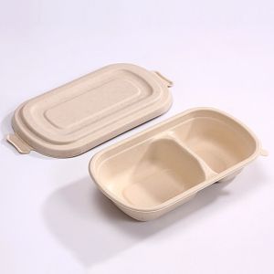Buy cheap Eco Friendly Compostable Sugarcane Container 1000ml 2 Compartment Takeaway Containers from wholesalers