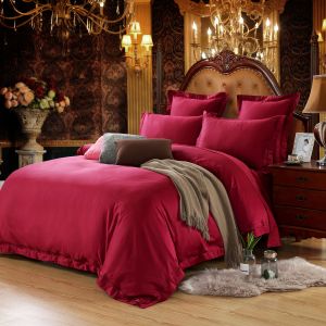 Buy cheap Red Home Textile Products King / Queen Bed Sheet Sets Good Moisture Absorption from wholesalers