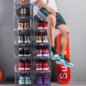 Stackable Drop Front Clear Plastic Shoe Container Clear Transparent