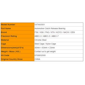 Performance 54TKA3501 Automobile Clutch Bearings KOYO / NSK