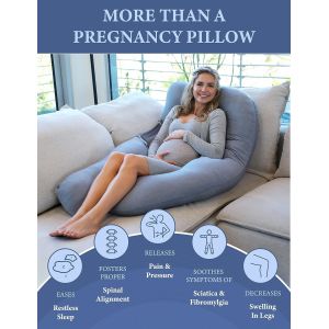 Pharmedoc Pregnancy Pillows, U-Shape Full Body Pillow – Removable Cooling Cover