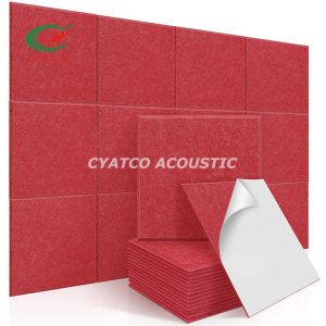 9mm Red Polyeater Fiber Stop Echoes Felt Wall Panels Beveled Edge Sound Proof