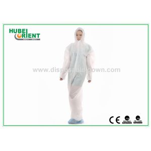 Buy cheap Protective White Non-Woven/SMS/PP+PE Disposable Use Coverall With Hood And Zip Closure For Lab from wholesalers