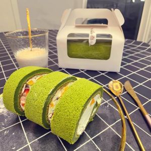 Buy cheap Window Roll Cake Gable Boxes Bulk With Handle & Cake Boards, Homemade & Bakery White Paper Favor Containers, Easy Carrying, Gift Boxes For Christmas from wholesalers