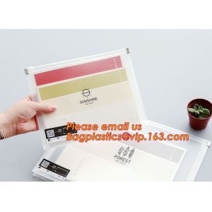 custom clear transpaent PE zipper file folder bag , PE Zip files wallet