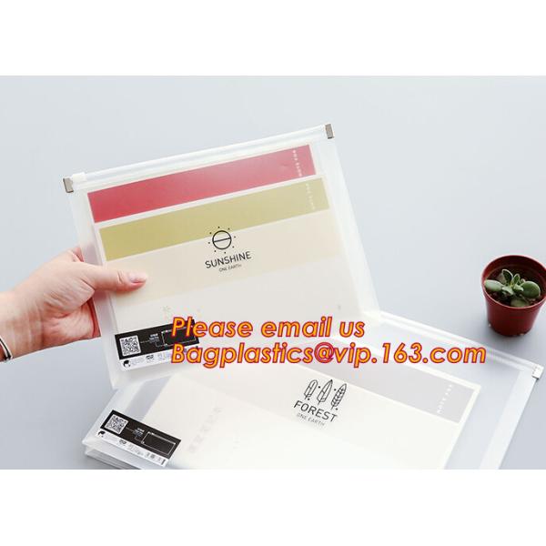 custom clear transpaent PE zipper file folder bag , PE Zip files wallet