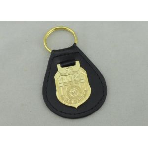 Buy cheap 3D NCIS Personalized Leather Key Chain With Gold Plating Emblem from wholesalers