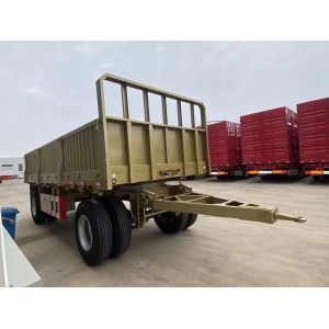 2-Axles Flat Platform flatbed side wall Drawbar Full Trailer With Ladder