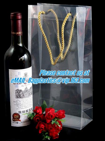 Buy cheap Handle Wine Bottle Paper Bags With Two Side Logo,transparent wine gift pp bag, plastic bag with handles bagplastics pac from wholesalers