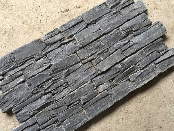 Quality Charcoal Slate Cemented Stone Cladding,Carbon Black Zclad Stacked Stone,Black Slate Culture Stone,Natural Stone Panels for sale