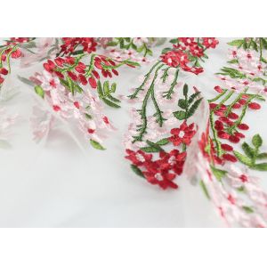 Buy cheap Multi Colored Embroidered Mesh Lace Fabric , 47 Inch Floral Wedding Gown Lace Fabric from wholesalers