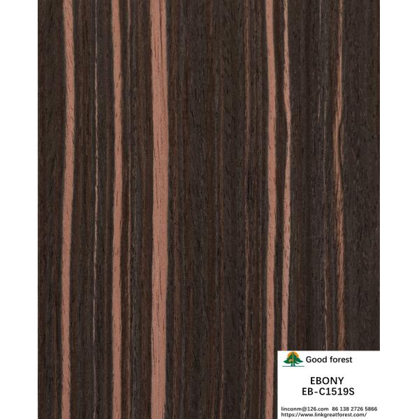 Artificial Ebony Wood Veneer Vertical Grain Red Color 2200-3100mm Length For Hotel Decoration EB-C1519S / 3036S / 3050S