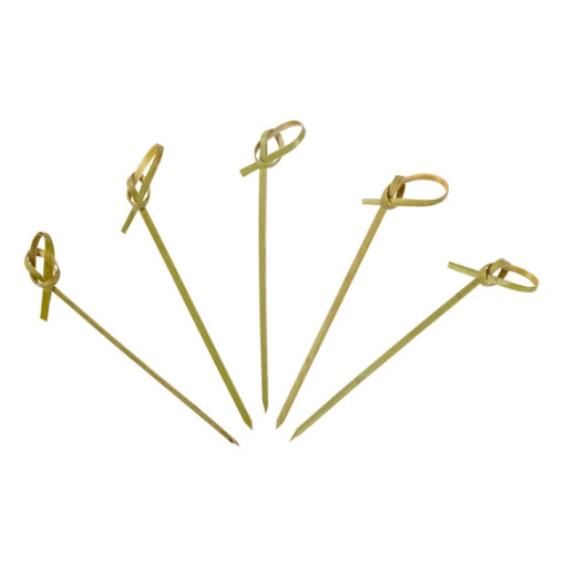 Quality Green Disposable Garnish Food Bamboo Knot Skewers 12cm for sale