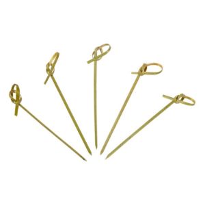 Buy cheap Green Disposable Garnish Food Bamboo Knot Skewers 12cm from wholesalers