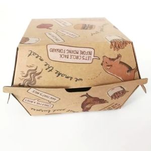 Embossing Varnishing Paper Kraft Burger Box Packaging OEM In Bulk