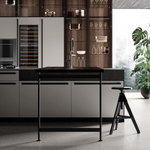 Buy cheap Customized Stylish Kitchen Cabinet Modern Glass Winecase With Bar Table from wholesalers