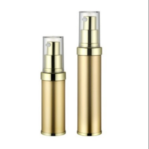 Quality 20ml Airless Pump Bottle Gold Single Wall UV Proof Refillable Offset Printing for sale