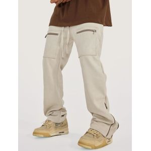 Buy cheap Custom Clothing Factory China Men'S 360gsm Straight With Split Zipper 92% Polyester 8% Spandex Long Pants from wholesalers