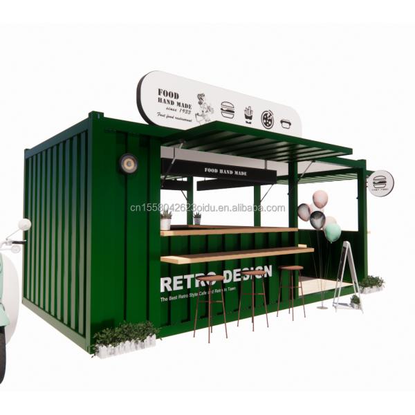 20ft or 40ft Steel Frame Extendable Mobile Coffee Bar Pop Up Shipping Container Shop with Galvanized Steel Bending